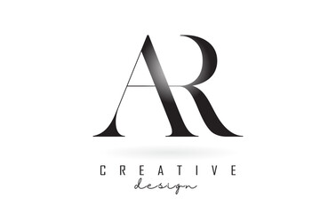 AR a r letter design logo logotype concept with serif font and elegant style vector illustration. - obrazy, fototapety, plakaty