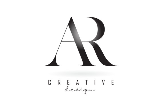 AR a r letter design logo logotype concept with serif font and elegant style vector illustration.