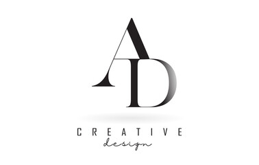 Fototapeta premium AD a d letter design logo logotype concept with serif font and elegant style vector illustration.
