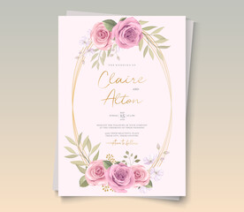 Wedding card design with beautiful blooming floral ornaments