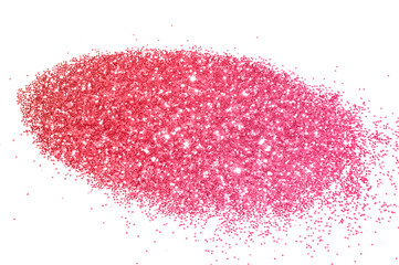 Pink glitter sparkles on white background