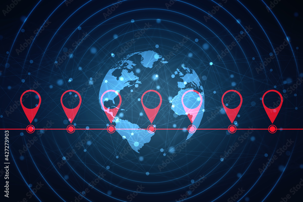 Poster 2d rendering red map pointer