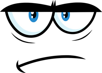 Grumpy Cartoon Funny Face With Sadness Expression. Vector Illustration Isolated On White Background
