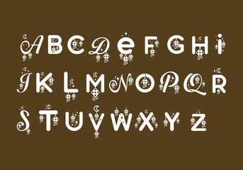 alphabet initial letter A to Z in ramadan theme