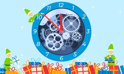 Watch gifts, label element, background set, business product template, souvenirs pledge, design, cartoon style vector illustration