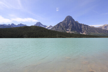 incredible lake colour turquoise water at waterfowl lake, Canada, Alberta