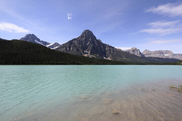 incredible lake colour turquoise water at waterfowl lake, Canada, Alberta