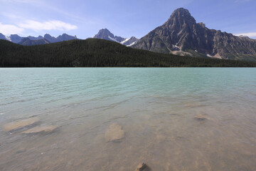 incredible lake colour turquoise water at waterfowl lake, Canada, Alberta