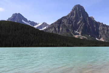 incredible lake colour turquoise water at waterfowl lake, Canada, Alberta