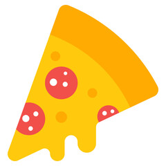 Delicious pizza, fast food icon in flat style