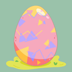 Happy Easter. Easter eggs with different texture on a white background. Spring holiday. Vector Illustration. 