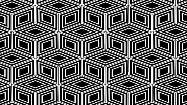 motion background with black and white rhombuses(cube)