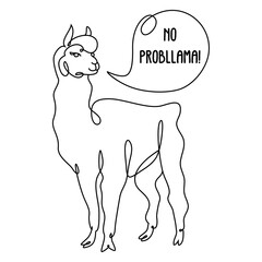 Llama sketch isolated on white