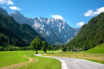 Beautiful summer view of amazing Slovenia nature. Logarska Dolina and Solcava panoramatic road. 