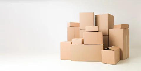 Fotobehang pile of cardboard boxes © Daco