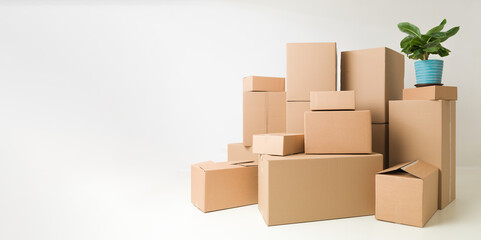 stack of moving boxes - 427282576