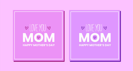 Happy Mother's Day typography design with heart icons