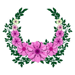 Mothers day pink circular floral border with green leaves made with paper 2