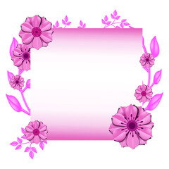 Fototapeta na wymiar Mothers day pink circular floral border with green leaves made with paper
