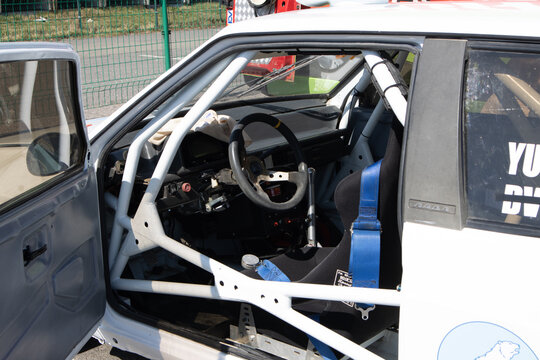 Racing Lada VAZ 2108 cockpit. Ukrainian Circuit Racing Cup