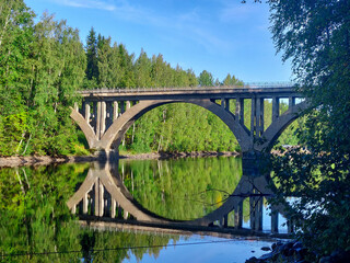 The old railway bridge over the river.