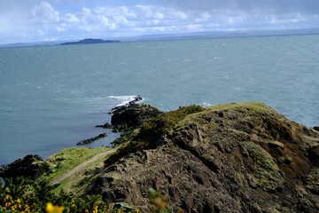 Horizon and seascape over North sea in Scotland. Beautiful wild nature. Background pattern.