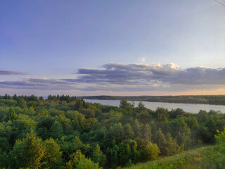 Fototapeta premium Lake at dawn. Fog over the lake.