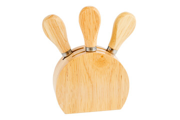 A set of cheese knives on a white isolated background