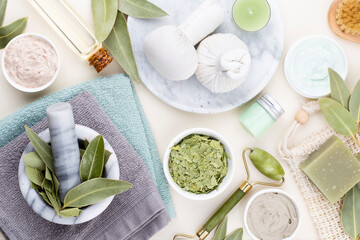 Naklejka na ściany i meble Spa homemade skin care and body cosmetics with natural ingredients.