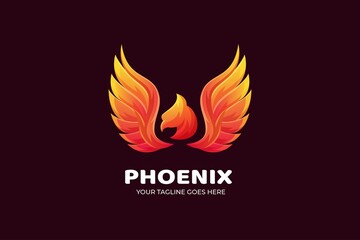 Phoenix Bird Gradient Luxury Logo Template
