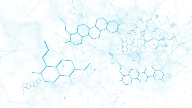 Artistic hexagonal chemical bonds isolated on white background.