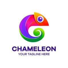 Chameleon colorful premium vector logo template