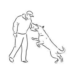 Vector Sketch Barking German Shepherd Dog Illustration