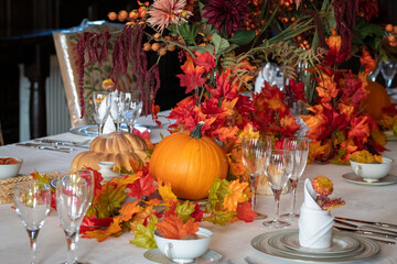 decorated table with flowers