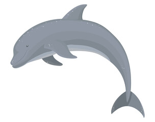 Dolphin jumping on a white background, isolated. Vector illustration.
