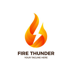 3D Fire Flame Lightning Thunder Logo Template