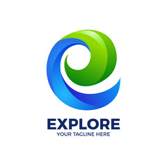 3D Abstract Wave Swirl Nature Logo Template