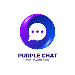 Obraz premium Bubble Chat in Gradient Purple Color 3D Logo Template