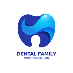 Dental Care 3D in Gradient Color Logo Template