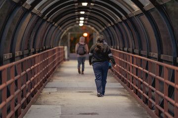 couple walking in the tunnel people 