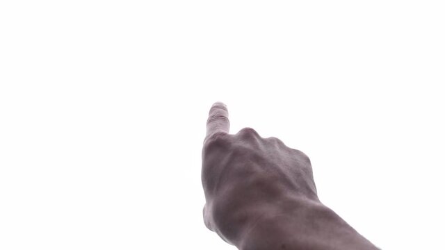 Index Finger Pointing Forward Isolated In White Background - close up, studio shot