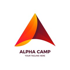 3D Simple Tent Camp Outdoor Adventure Gradient Logo Template