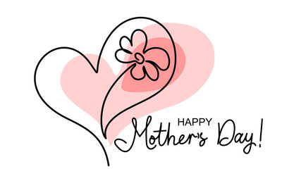 Happy Mother day card. Flower inside heart. Symbol of love, care and happiness - 427292318