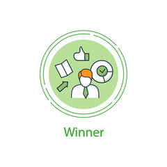 Election winner concept line icon. Elected candidate, leader. Choice, vote concept. Democracy. Parliamentary or presidential elections.Vector isolated conception metaphor illustration