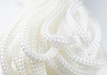 White cotton rope texture background..Thread Macro photo, close up.