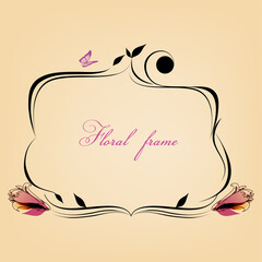 Cute decorative calligraphic floral frame, place for text