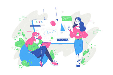 Coworkers discussing work project