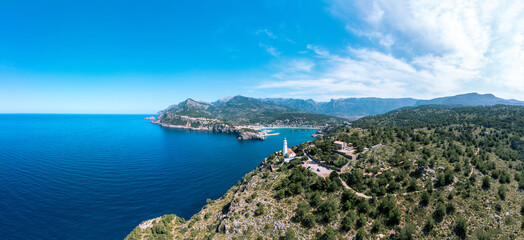 Beautiful view over Faro del Cap Gros at Mallorca in Spain