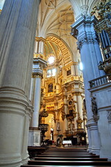 View of the elaborate architecture inside the Santa Maria de la Encarnacion Cathedral Granada, Andalusia, Spain