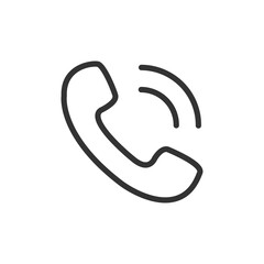 Phone call icon. Black contour of handset old symbol. Vector isolated on white background.